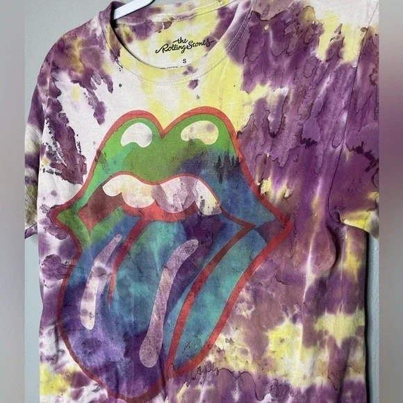 Tye Dye Unisex Small Large Mouth Tongue Out Cotton Shirt by The Rolling Stone - Picture 3 of 6